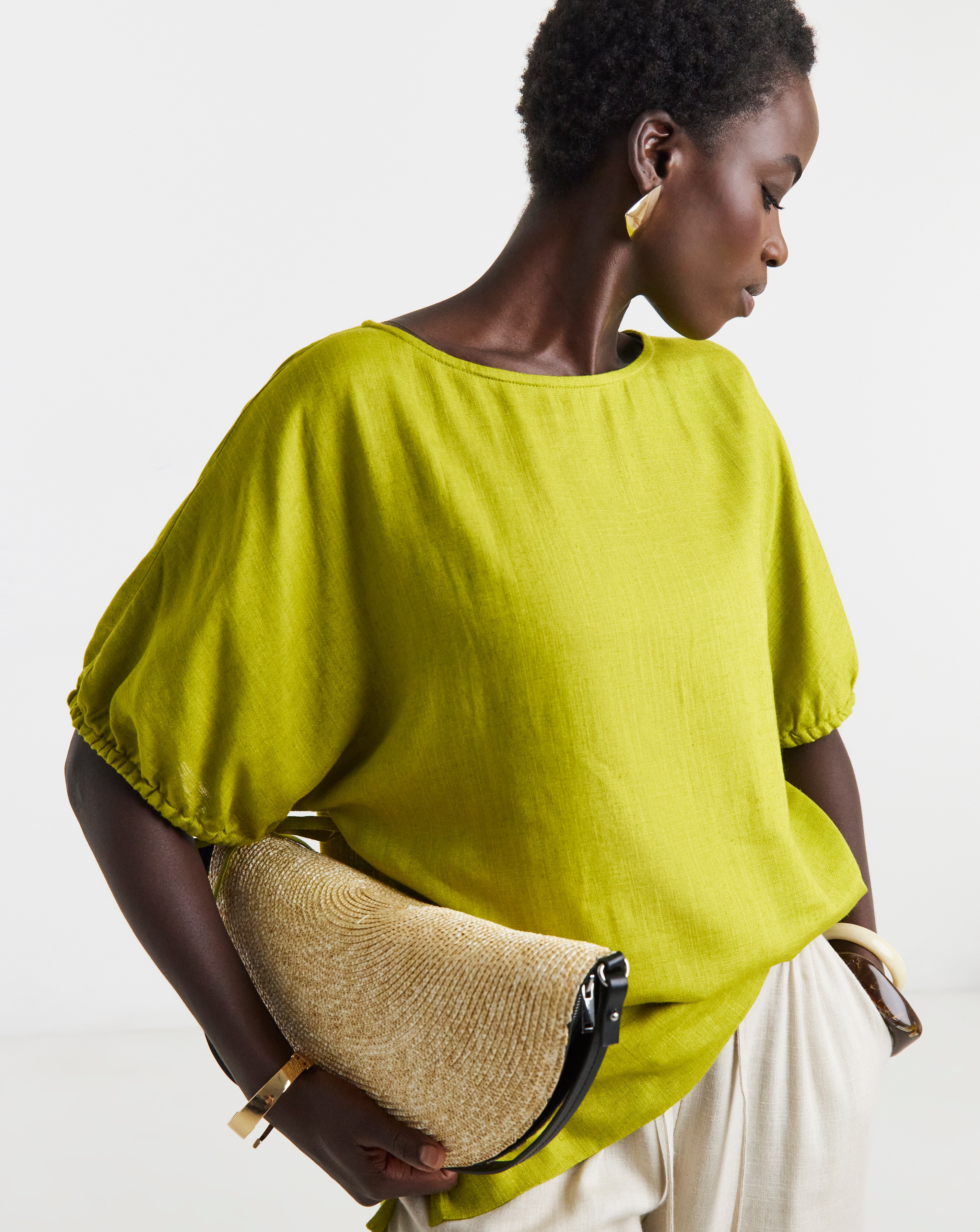 New In - Linen Mix Boxy Top