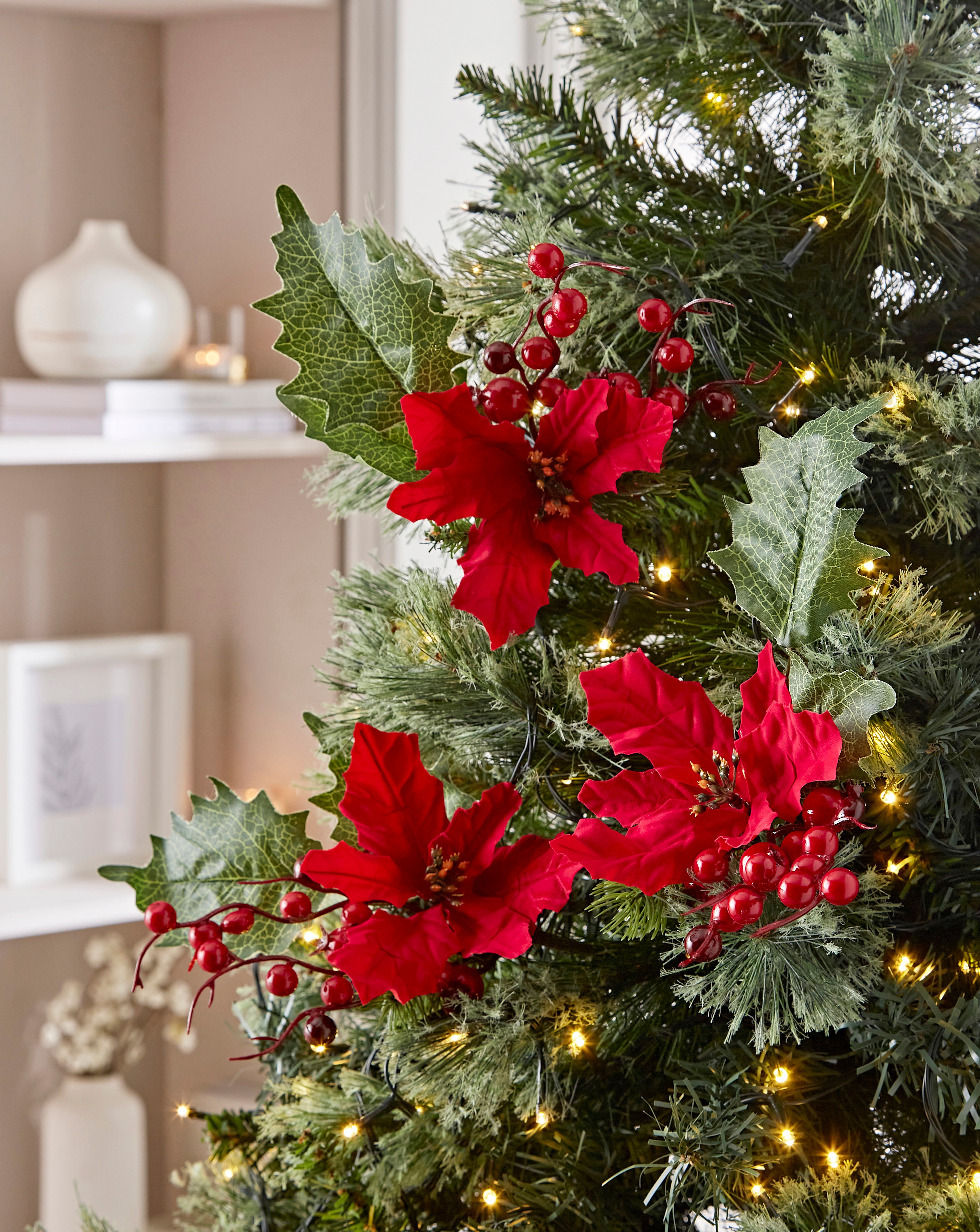 Christmas Poinsettia Tree Picks