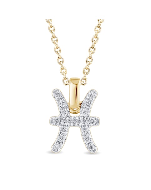 9ct Gold Diamond Pisces Pendant