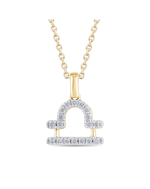 9ct Gold Diamond Libra Pendant
