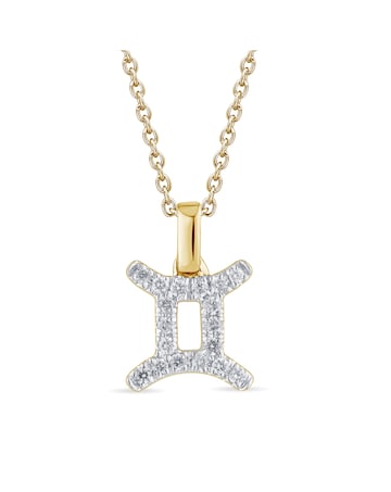 9ct Gold Diamond Gemini Pendant on 18 inch chain