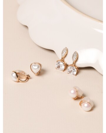 Jon Richard Gold Plated Cubic Zirconia Clip Drop Earrings