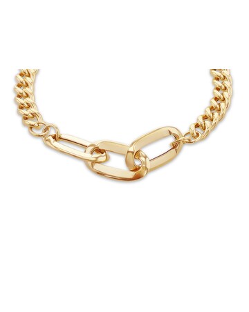 9ct Yellow Gold Curb Station Bracelet