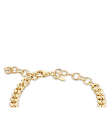 9ct Yellow Gold Curb Station Bracelet