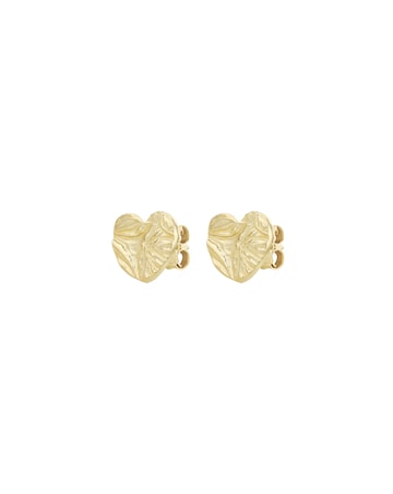 9ct Yellow Gold Textured Heart Earrings