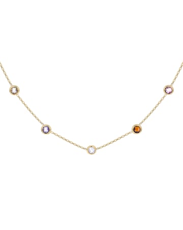 9ct Yellow Gold Multi Round CZ Necklace