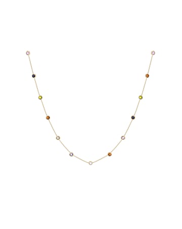 9ct Yellow Gold Multi Round CZ Necklace