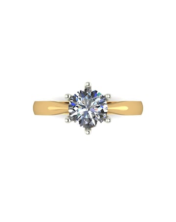 9ct Yellow Gold 1ct eq Moissanite Solitaire Ring