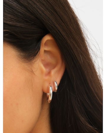 Jon Richard Sterling Silver Plated Stainless Steel Small Chubby Hoop Earrings