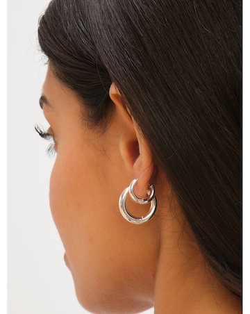 Jon Richard Sterling Silver Plated Stainless Steel Medium Chubby Hoop Earrings