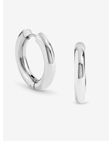 Jon Richard Sterling Silver Plated Stainless Steel Medium Chubby Hoop Earrings
