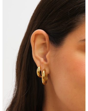 Jon Richard Gold Plated Stainless Steel Small Flat Surface Hoop Earrings