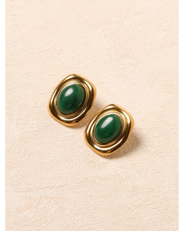 Jon Richard Gold Plated And Green Statement Earrings