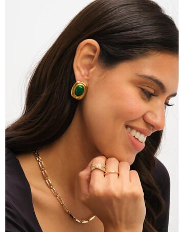 Jon Richard Gold Plated And Green Statement Earrings