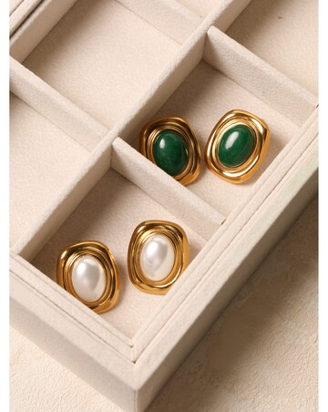 Jon Richard Gold Plated And Green Statement Earrings