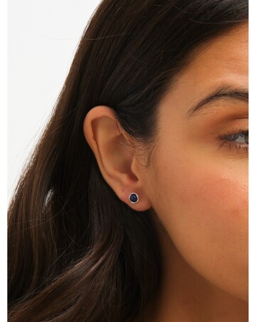 Simply Silver Sterling Silver 925 Polished and Semi Precious Lapis Studs