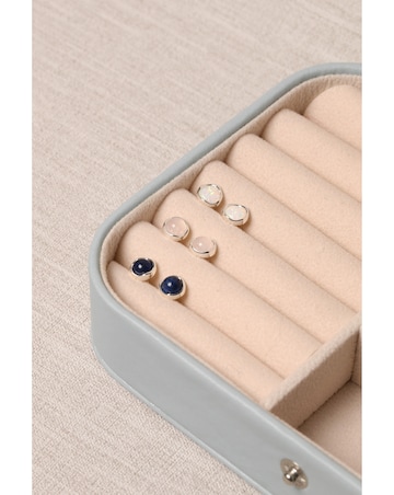 Simply Silver Sterling Silver 925 Polished and Semi Precious Lapis Studs