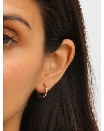 Jon Richard Gold Plated Stainless Steel Crystal And Polished Huggie Hoops