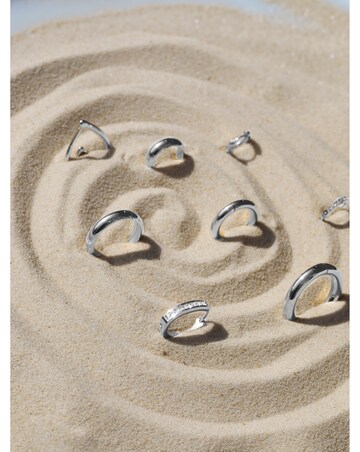 Jon Richard Sterling Silver Plated Stainless Steel Crystal And Polished Hoops