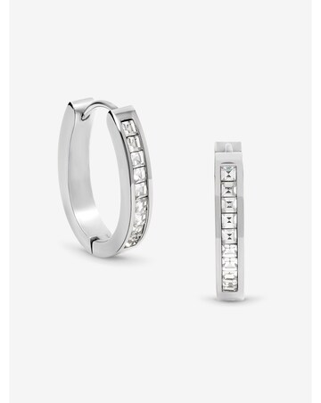 Jon Richard Sterling Silver Plated Stainless Steel Crystal And Polished Hoops