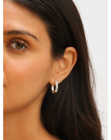 Jon Richard Sterling Silver Plated Stainless Steel Crystal And Polished Hoops