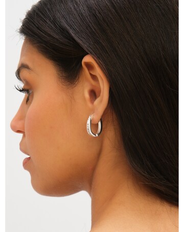 Jon Richard Sterling Silver Plated Stainless Steel Crystal And Polished Hoops