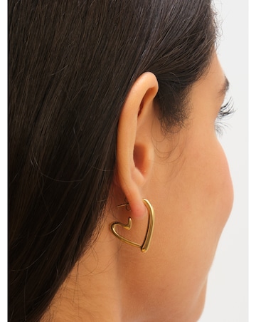 Jon Richard Gold Plated Stainless Steel Heart Hoop Earrings
