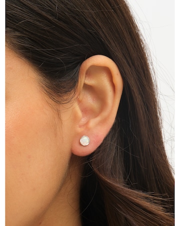 Simply Silver Sterling Silver 925 Polished and Semi Precious Opal Studs