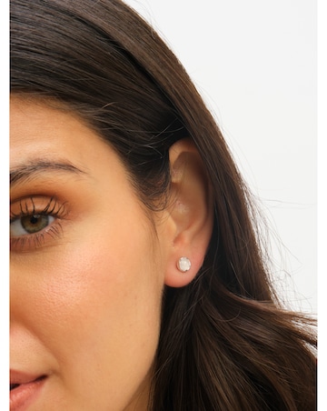 Simply Silver Sterling Silver 925 Polished and Semi Precious Opal Studs