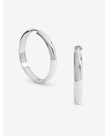 Jon Richard Sterling Silver Plated Stainless Steel Large Flat Surface Hoops