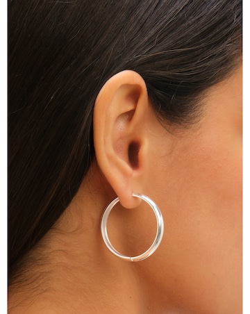 Jon Richard Sterling Silver Plated Stainless Steel Large Flat Surface Hoops