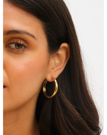 Jon Richard Waterproof Gold Plated Large Flat Surface Hoop Earrings