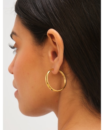 Jon Richard Waterproof Gold Plated Large Flat Surface Hoop Earrings