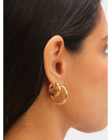 Jon Richard Gold Plated Stainless Steel Medium Flat Surface Hoop Earrings