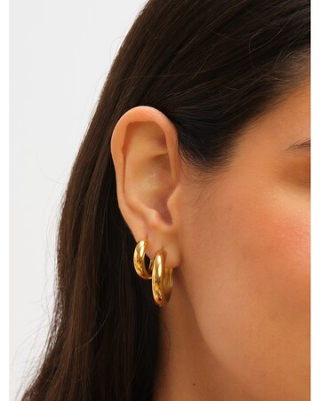 Jon Richard Gold Plated Stainless Steel Medium Flat Surface Hoop Earrings