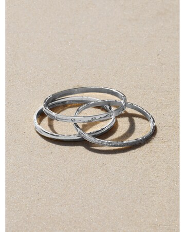 Jon Richard Sterling Silver Plated Stainless Steel Crystal Row Bangle