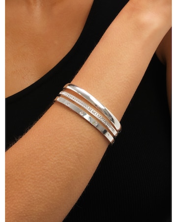 Jon Richard Platinum Plated Stainless Steel Crystal Row Bangle