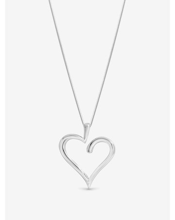 Simply Silver Sterling Silver 925 Polished Open Heart Pendant - Gift Pouch