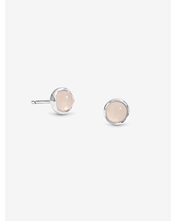 Simply Silver Sterling Silver 925 Semi Precious Rose Quartz Studs