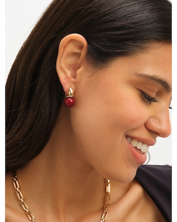 Jon Richard Gold Plated And Red Bead Earrings
