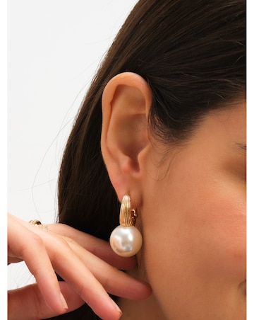Jon Richard Ridge Hoop And Pearl Statement Earrings