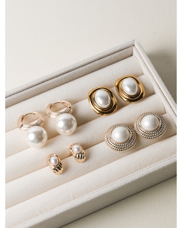 Jon Richard Ridge Hoop And Pearl Statement Earrings