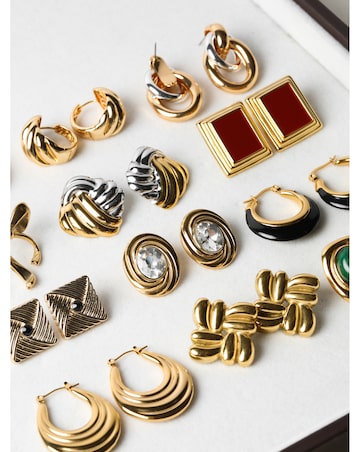 Jon Richard Gold Plated Ridge And Jet Square Earrings