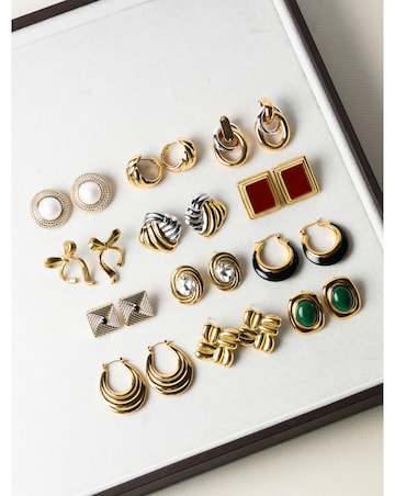 Jon Richard Gold Plated Ridge And Jet Square Earrings