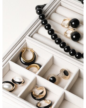 Jon Richard Gold Polished And Jet Enamel Double Hoop Earrings