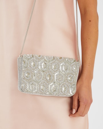 Accessorize Embellished Fold Over Clutch Bag