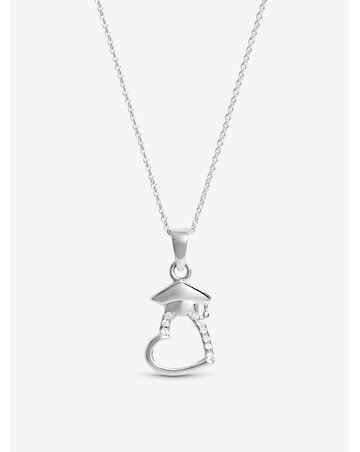 Simply Silver Sterling Silver 925 Cubic Zirconia Heart Graduation Pendant