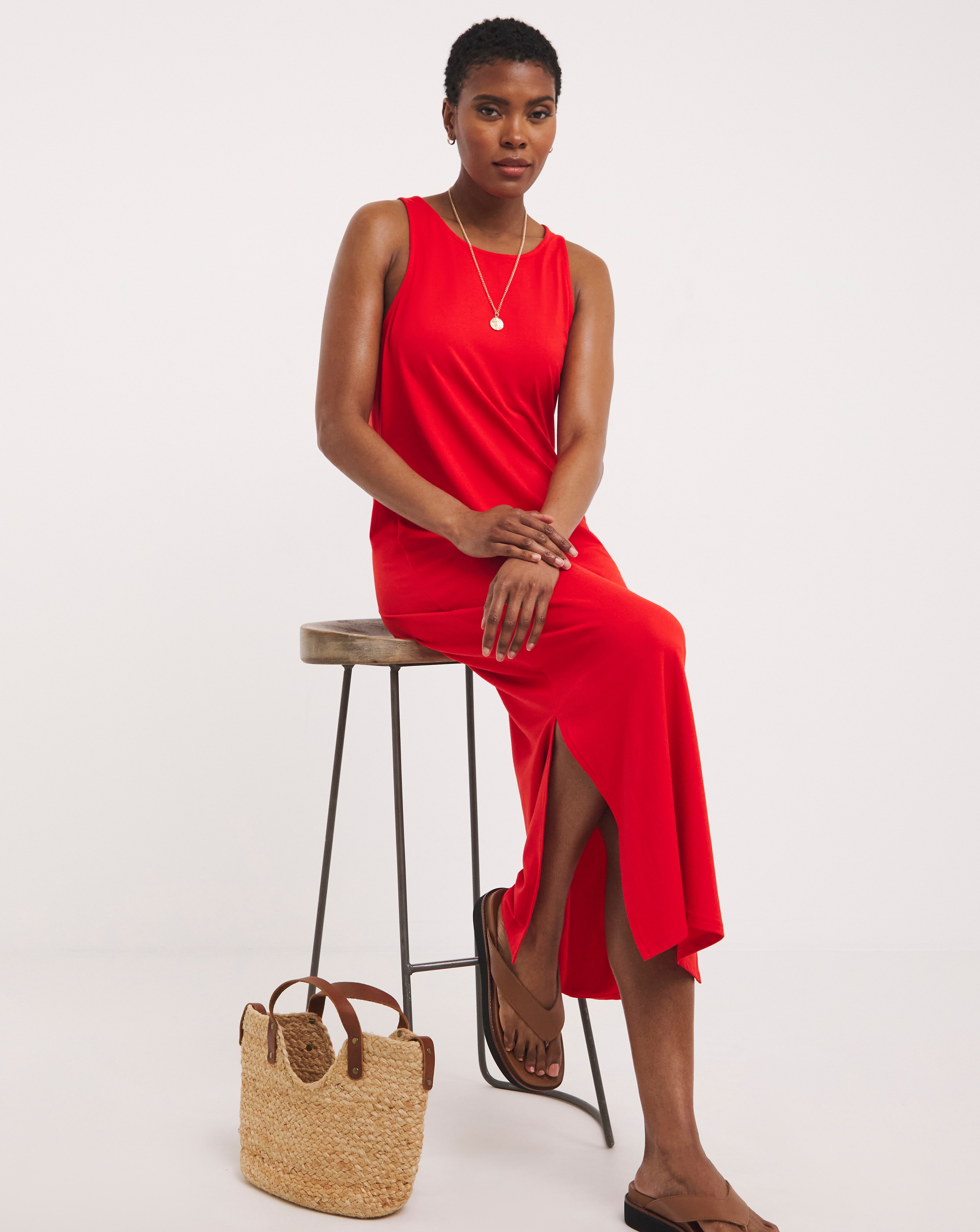 Soft Touch Vest Dress With Side Slits