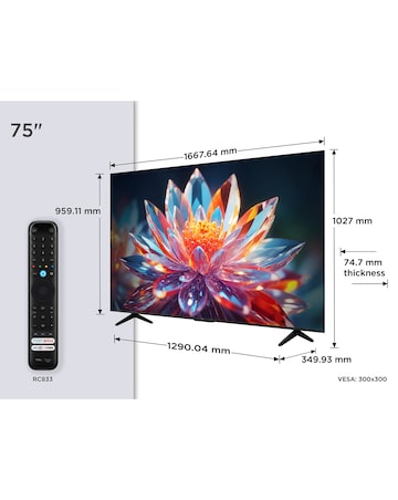 TCL 75T6C-UK 75in 4K QLED HDR Smart Fire TV with Freely