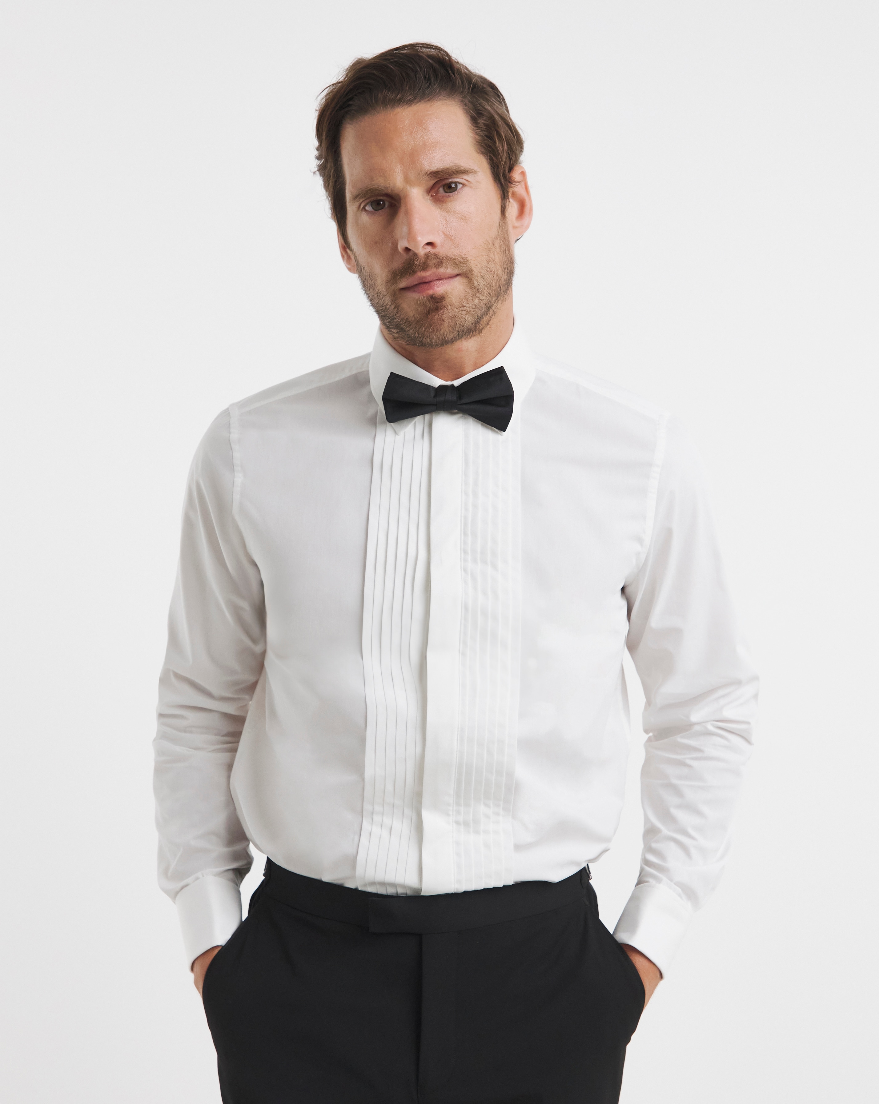 Poplin Dinner Shirt Set With Bow Tie